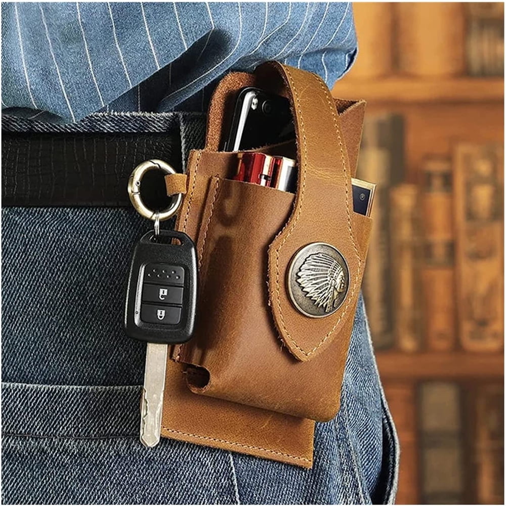 Source ICARER Dual Genuine Leather Mobile Phone Pouch Bag 4.7 5.5 Inch on  m.