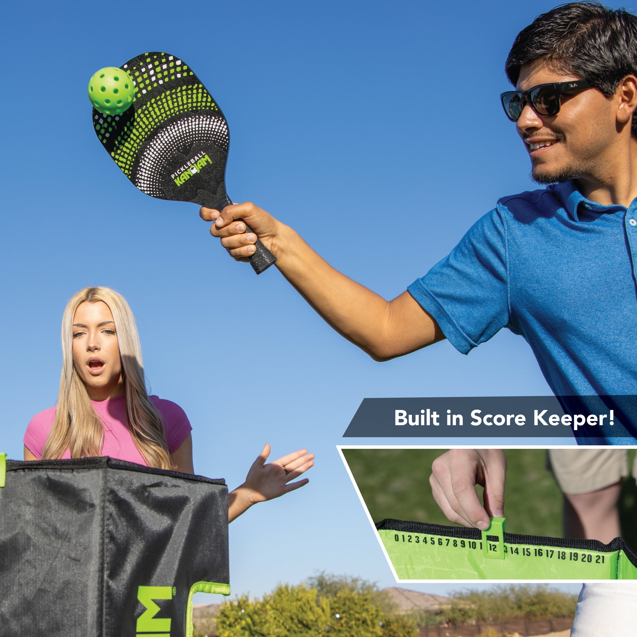 Kan Jam Pack ‘n Go Pickleball Portable 4 Player Pickle Ball Outdoor Game with 2 Paddles and 2 Balls