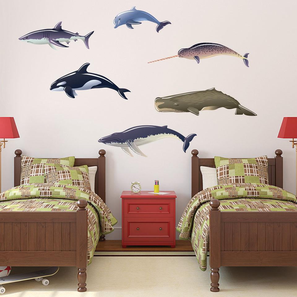 Whale Bathroom Wall Kids Bath Shower Toilet Bedroom Vinyl Decal Sticker