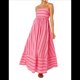 thumbnail image 1 of Vestido Holgado con Espalda A Rayas y Fruncido para Mujer, Tirantes Finos, Aberturas y Vuelo. Sandía Roja XL, 1 of 10