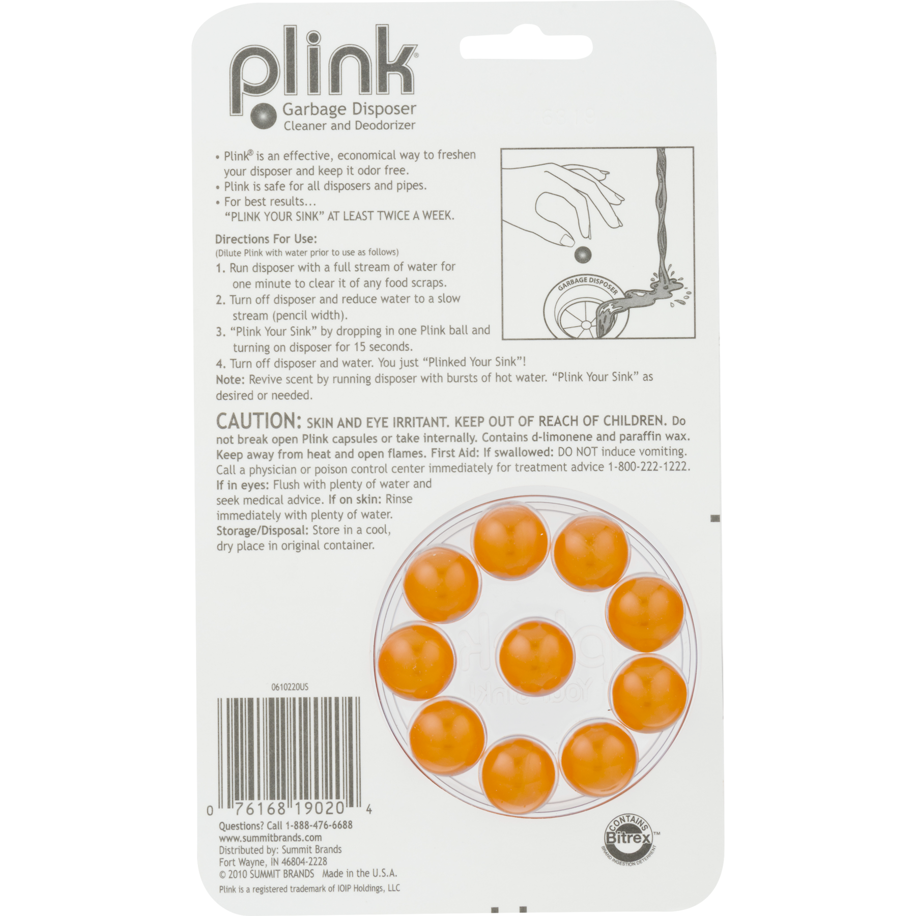 Plink Garbage Disposer Cleaner and Deodorizer Fresh Lemon 1 pack of