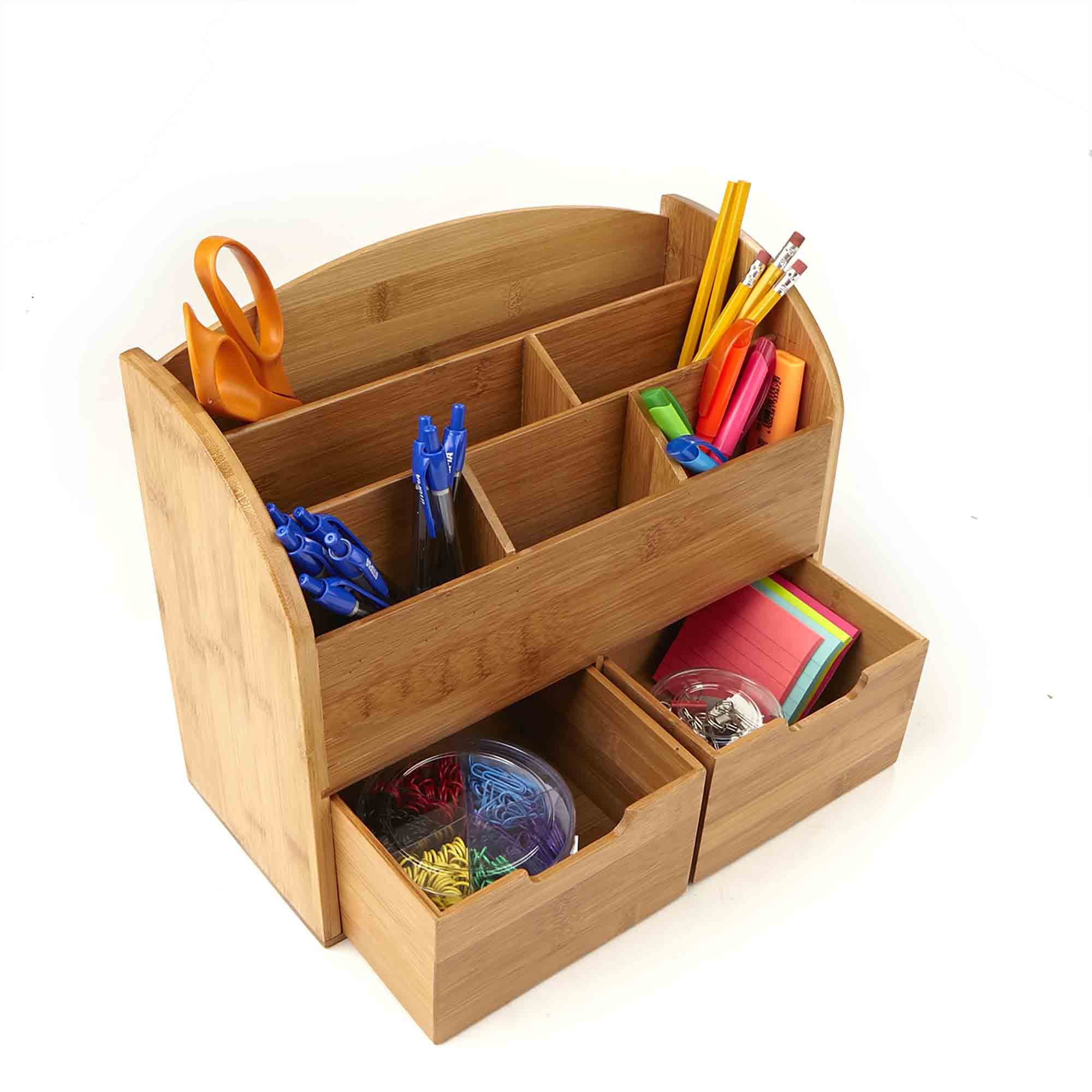 Wood Desktop Organizer with 3 Drawers 2 Shelves and 3 Compartments Office Supplies Holder Desk Accessories Desk Organizer-3+3+2 Siveit Wooden Desk Organizer
