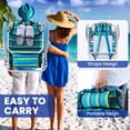 thumbnail image 6 of Portable Recliners Chair for Adults, Outdoor Camping Chair Lay Flat Folding Backpack Reclining Chair with 5 Positions, Headrest, Zipper Pouch, Cup Holder, NEW Srtiped, 6 of 13
