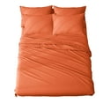 thumbnail image 3 of Full Bed Sheets | Microfiber Bed Sheet Set | Soft, Wrinkle Resistant & Fade Stain Resistant Bedding | Set of 4 Pieces – 1 Flat Sheet, 1 Deep Pocket Fitted Sheet, 2 Pillowcases – Full, Orange, 3 of 10