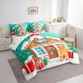 thumbnail image 3 of Castle Fairy Teens Candy Cane 7pcs Bedding Comforter Set,Gingerbread Man House Queen Bedding Sets Super Cozy,Happy New Year Queen Sheet Sets,Lightweight Room Decor, 3 of 8