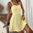 thumbnail image 4 of MORTTIC Women's Boho Floral Mini Dress Spaghetti Strap A-Line Sundress for Vacation Casual Summer Wear Yellow，S, 4 of 7
