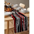 thumbnail image 6 of Table Runner Dresser Scarves 72 Inch Long, Abstract Red Black Stripe Linen Dining Table Runners Zebra Animal Skin Texture Tabletop Scarf for Wedding Holiday Party Kitchen, 6 of 7