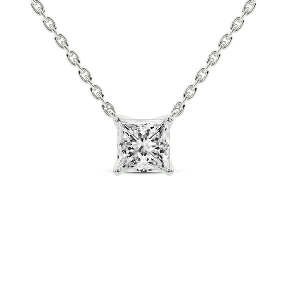 Lab Diamond Pendant Necklace For Women | 6 Ct IGI Certified Princess Lab Grown Diamond | Zenobia Princess Solitaire Diamond Pendant With Gold Chain | Platinum | FG-VS Quality