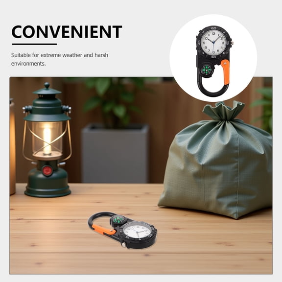 LOLIPPYY Outdoor Survival Compass with Quartz Watch and Metal Carabiner Clip for Camping, Hiking, and Adventure Gear