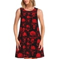 thumbnail image 1 of Fotbe Red Skulls Vestido de Verano sin Mangas para Mujer – Vestido Midi Línea A, Estilo Camiseta Floral, Vestido Playero Casual y Fluido, 1 of 7
