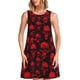 thumbnail image 1 of Fotbe Red Skulls Vestido de Verano sin Mangas para Mujer – Vestido Midi Línea A, Estilo Camiseta Floral, Vestido Playero Casual y Fluido, 1 of 7