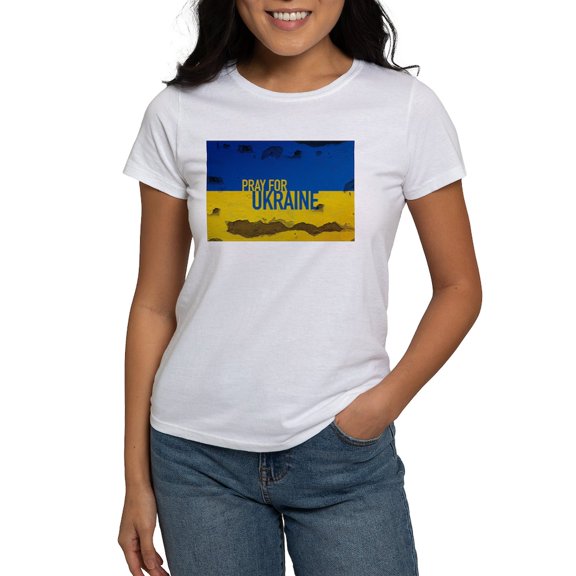 CafePress - Pray For Ukraine Sweatshirt, Stand With Uk T Shirt - Women's Classic T-Shirt