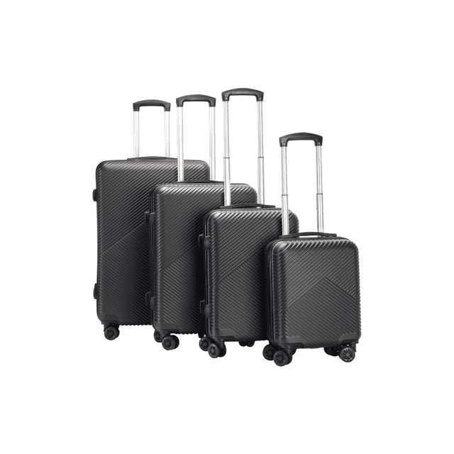 Travel Elite - Set 4 Maletas Rígidas de Viaje, G (25 kg), M (20 kg), C (10 kg), Carry On (8kg) negro Unitalla