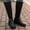 Black, variant on FRSASU womens fashionable and comfortable Side zipper low heel mid leg riding boots leather boots Coffee