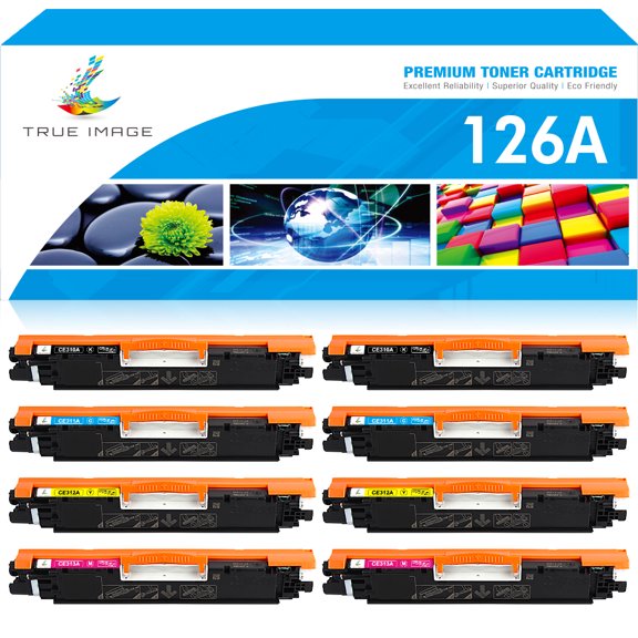 True Image 8-Pack Compatible Toner Cartridge for HP CE310A 126A Work with Pro CP1025 CP1025NW M275 MFP M175A M175NW Printer (2*Black,2*Cyan,2*Magenta,2*Yellow)