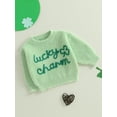 thumbnail image 4 of BemeyourBBs Toddler Baby Girl Boy St Patricks Day Sweater Outfits Irish Spring Fall Winter Sweaters Shamrock Letter Embroidery Long Sleeve Crew Neck Knitwear Pullover Tops, 4 of 9