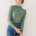 thumbnail image 6 of Women's Long Sleeve T-shirt, Women'S Casual Solid Long Sleeve Fitted Turtleneck Sweater Top,Women's Long sleeve T-shirt XXL, 6 of 9