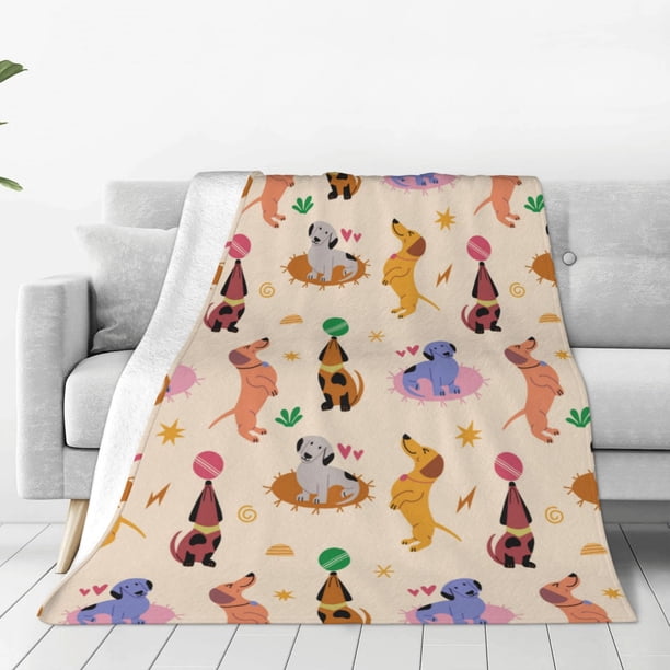 Balery Dogs In Different Poses Manta de Felpa Suave y Acogedora – Cobija de Franela Aterciopelada para Cama, Lavable y Cálida para Sofá, Mascotas, Transpirable-60"x50"