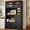 Black, variant on Einhomn 71" Tall Kitchen Pantry Cabinet with Charge Station, 3 Adjustable Shelves, Wine Rack and Glass Door, Black