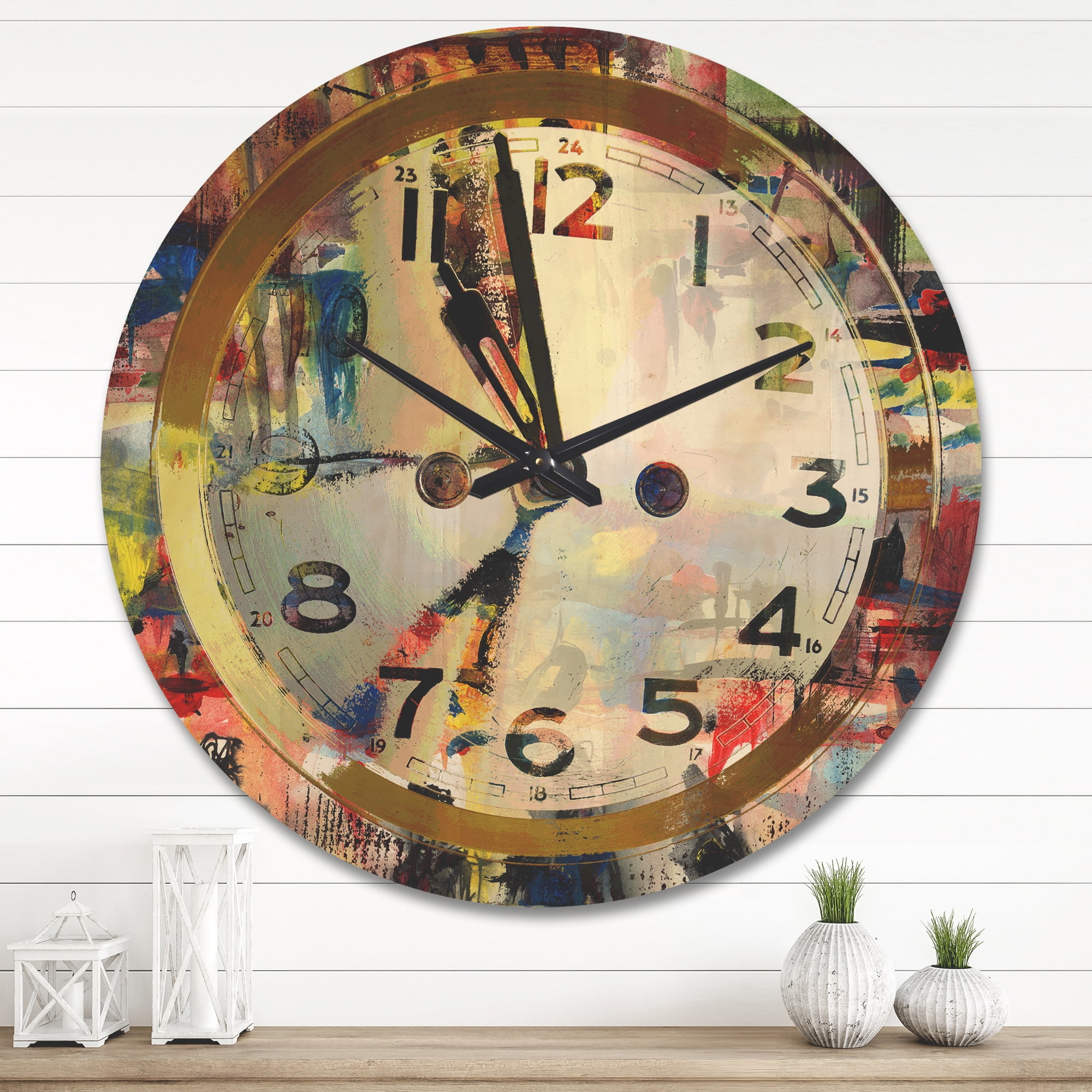 Designart 'Time and People Acrylic' Modern Wood Wall Clock
