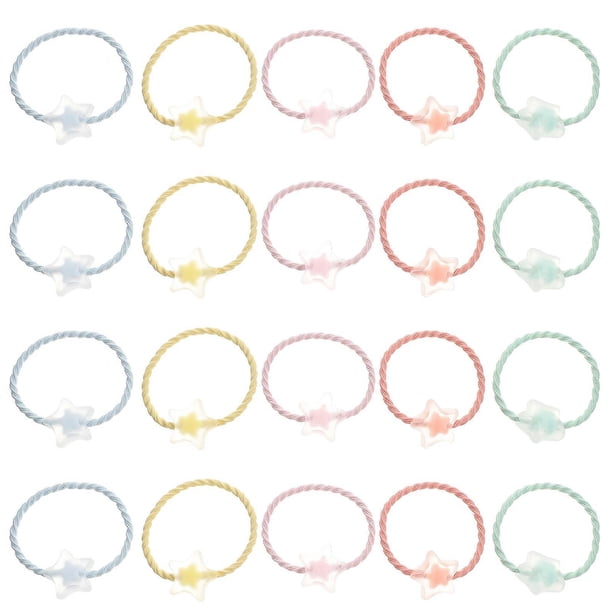 Hair Ties Cartoon Clear Charm Hold Hair Ponytail Holders Elastic Decorative 20Pcs
