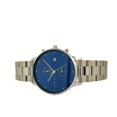 thumbnail image 3 of Alfred Sung Men's Dual Time Silver Date Blue Dial Link Watch, 3 of 5