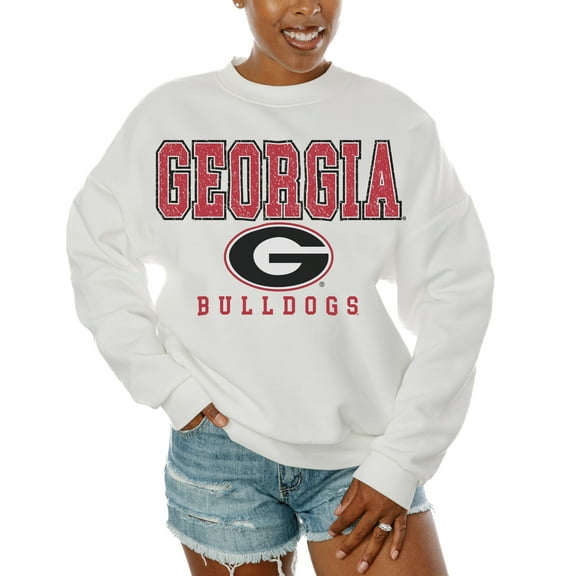 Women's Gameday Couture  White Georgia Bulldogs Freestyle Fleece Pullover Sweatshirt