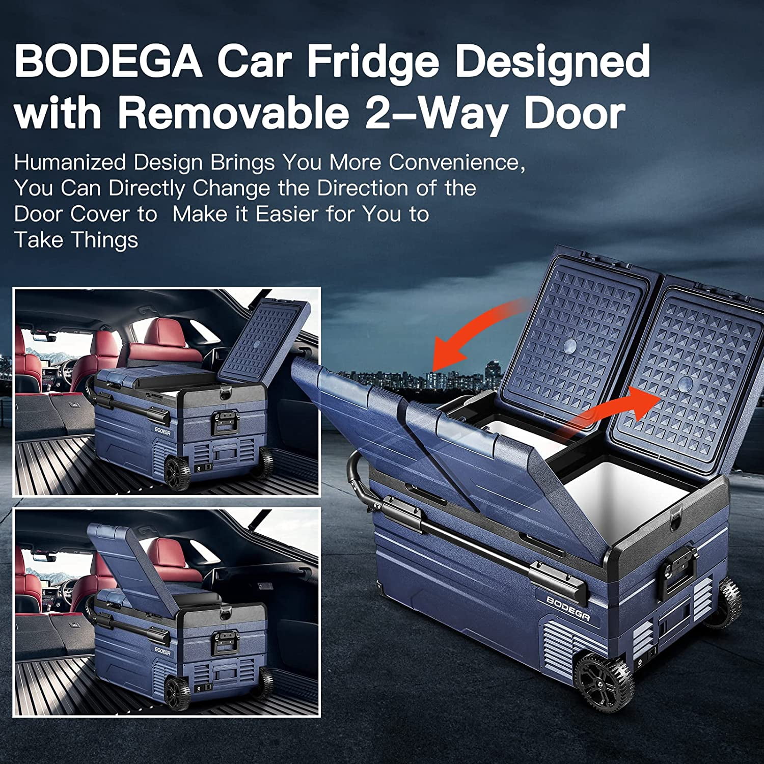 BODEGA 12 Volt 80 Qt.（75L) Car Refrigerator, Portable Freezer, Car Fridge for Camping, Travel,APP Control, Rv