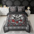 thumbnail image 2 of Erosebridal Vintage Dragon Bedding Comforter Set, Bohemian Aztec Mandala Queen Bedding Sets, Black Gray Red, Black Reversible 7-Piece, 2 of 6