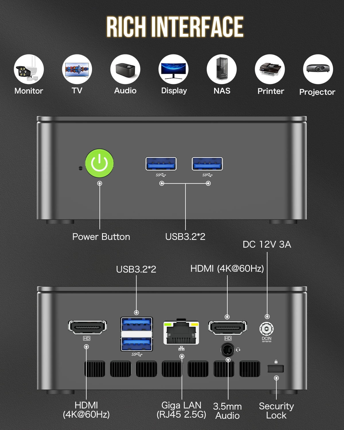 ミニPC GMKtec nucbox3 DDR4 8GB 256GB M.2 GMKTec Mini PC NucBox G3 Plus, Intel N150 up to 3.6GHz, 8GB RAM
