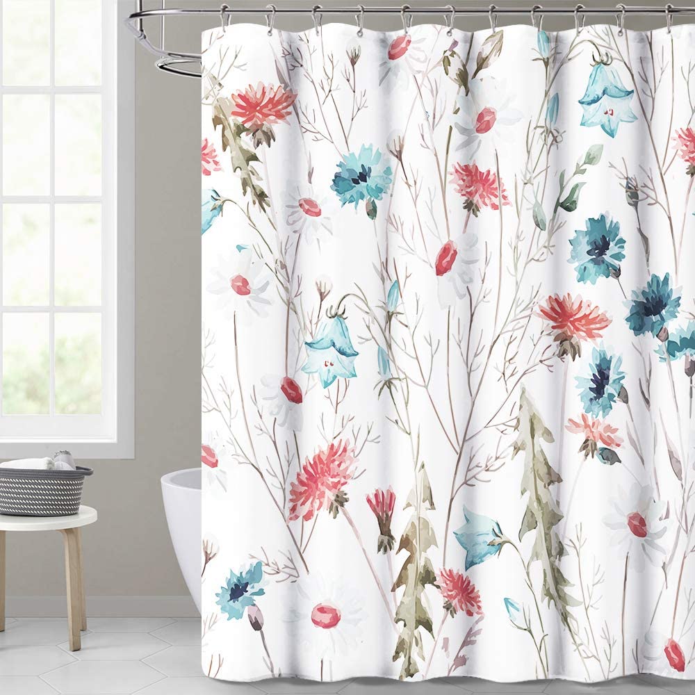 Shower Curtains for Bathroom Tropical Leaves Plant on White