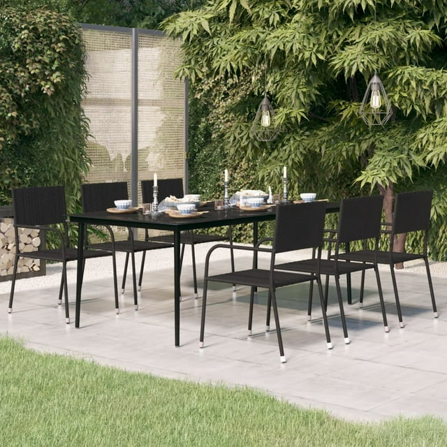 vidaXL Table de Salle à Manger de Jardin Noir 200x100x74 cm Acier et Verre