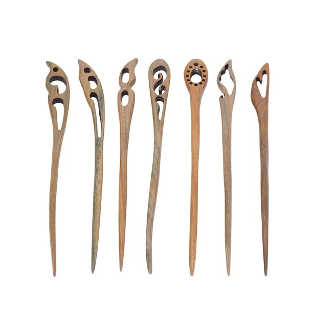 7 unids Horquillas vintage para mujer Pelo de pelo Palillo de madera Palillo de madera Retro Tocado Accesorios para el cabello Estilo mixto