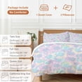 thumbnail image 6 of 3 Piece Pruple Yellow Blue Duvet Cover Set Queen Size, Microfiber Comforter/Quilt Cover with Corner Ties and 2 Pillowcases, Modern Abstract Art Watercolor All Season Soft Bedding with Zipper Closure, 6 of 8