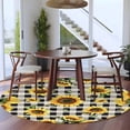 thumbnail image 3 of Round Rugs 5Ft, Summer Sunflowers Round Area Rug Washable Indoor Throw Carpet, Pastoral Black Plaid Farmhouse Soft Non Slip Circle Rug for Cabinet Bathroom Home Decor Aesthetic, 3 of 8