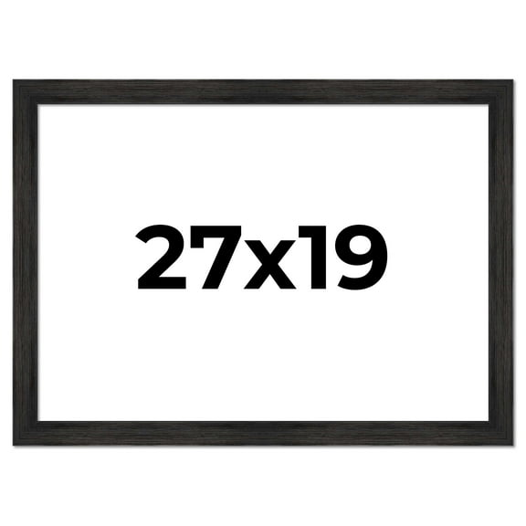 27x19 Distressed/Aged Black Complete Wood Picture Frame with UV Acrylic, Foam Board Backing, & Hardware