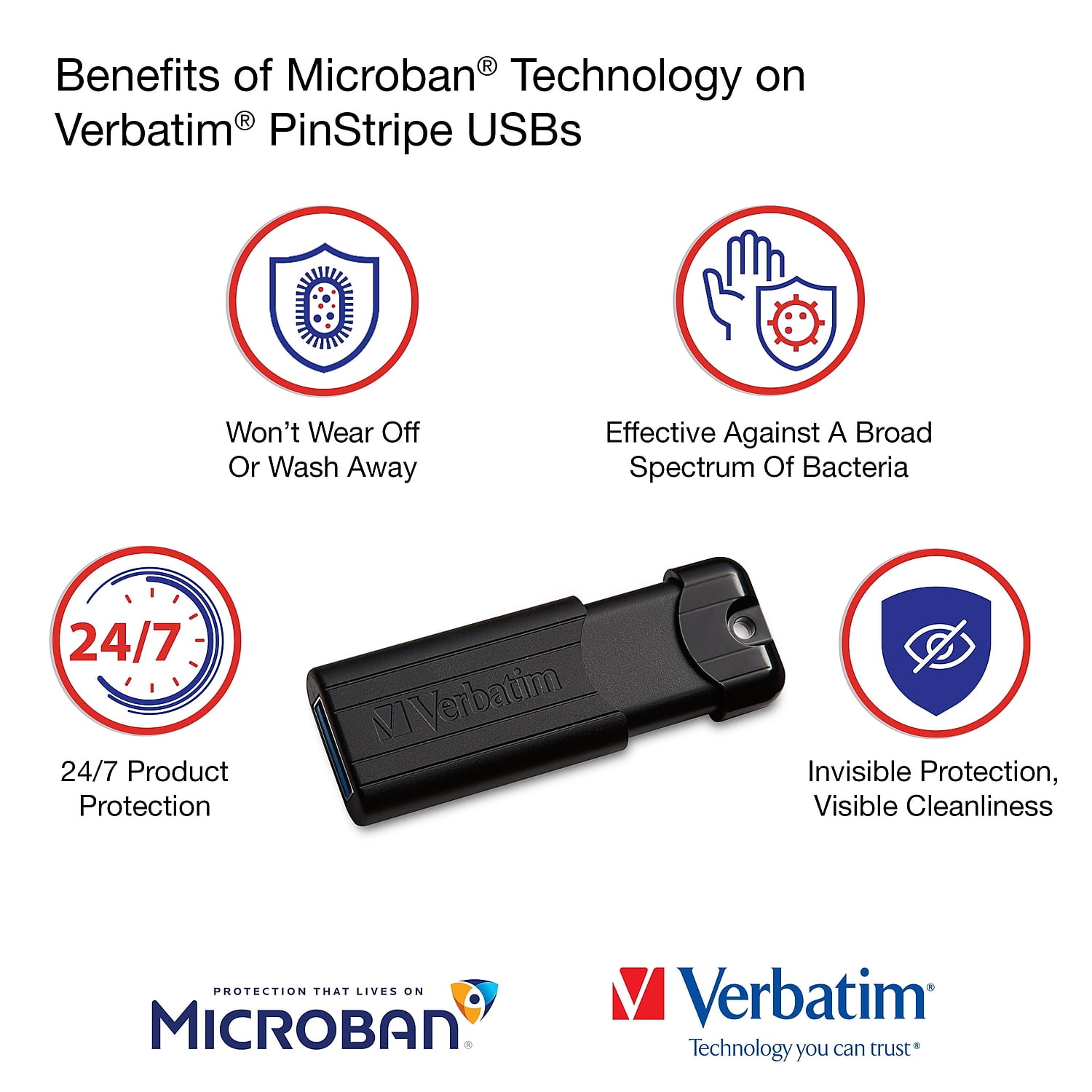Verbatim PinStripe 256GB USB 3.0 Flash Drive 49320