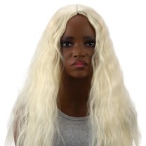 Unique Bargains 1 Pc Corn Curls Hair Wig High Temperature Fiber 18in Human Wig Gold Tone for Women