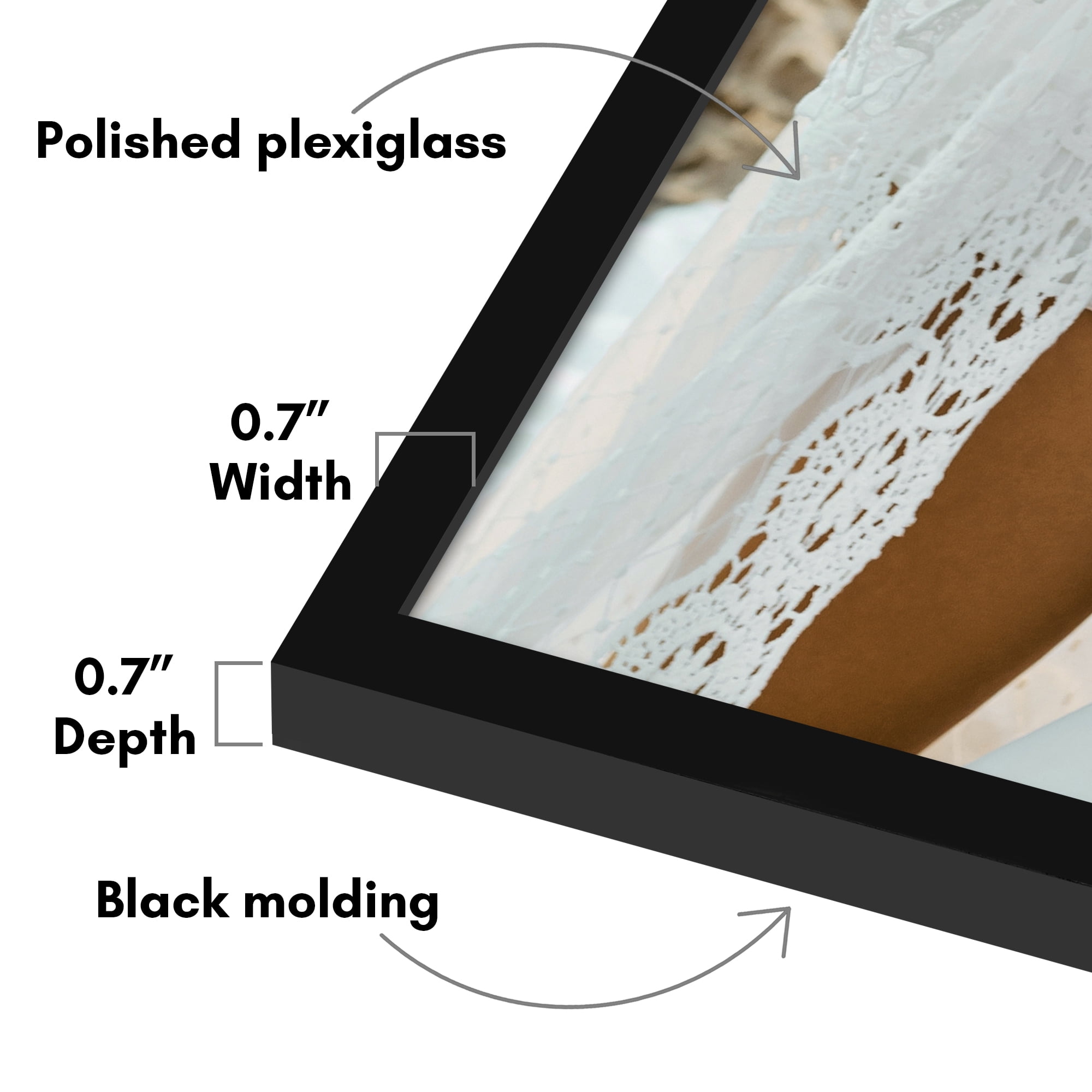 Americanflat 30x40 Picture Frame with Polished Plexiglass Streamline Collection Thin Border Wall - Black