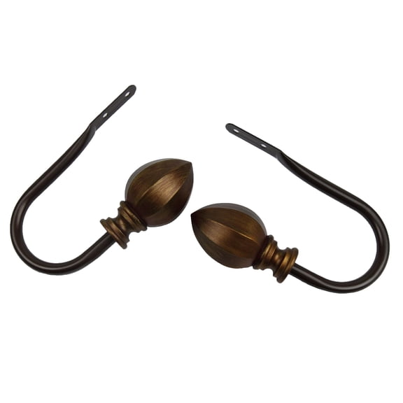 Contemporary Home Living Set of 2 Brown Contemporary Curtain Holdback Hooks 8.75"