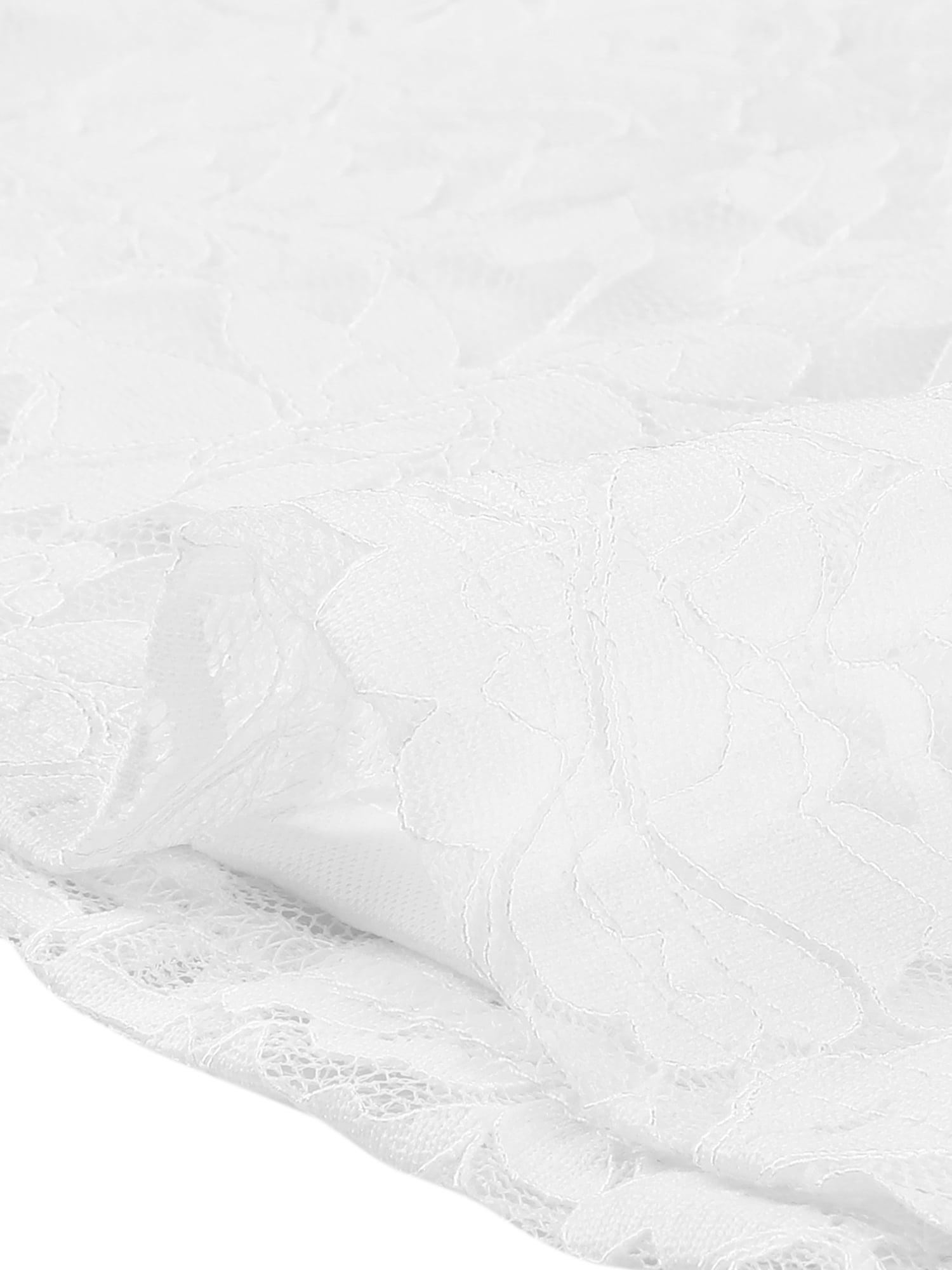 DARING DIVA Women's Plus Lace  V Neck Long Sleeve Floral Peplum Blouse 4X White