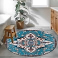 thumbnail image 3 of Round Rugs 4Ft, Colorful Boho Round Area Rug Washable Indoor Throw Carpet, Southwest Traditional Flowers Aesthetic Soft Non Slip Circle Rug for Kitchen Nursery Room Home Decor Aesthetic, 3 of 8