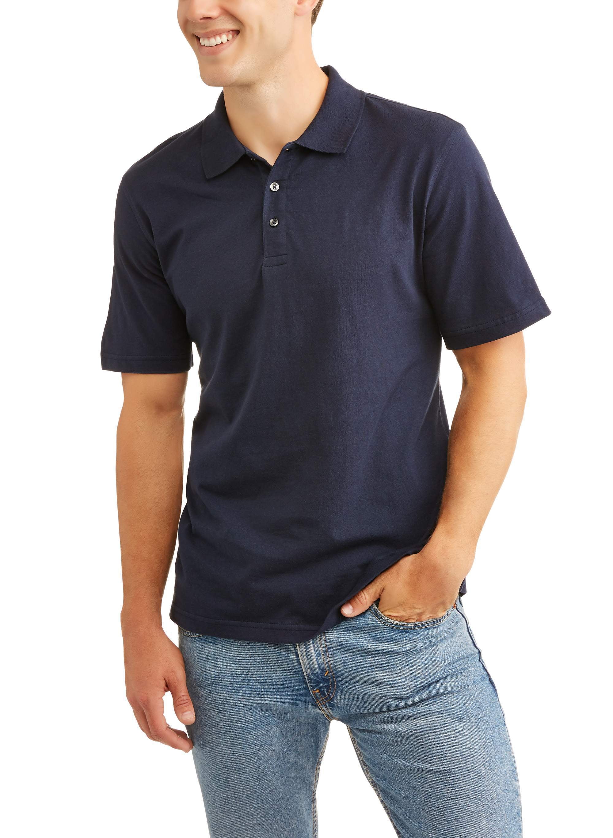 George Men's Short Sleeve Solid Jersey Polo, Up To 5Xl - Walmart.com