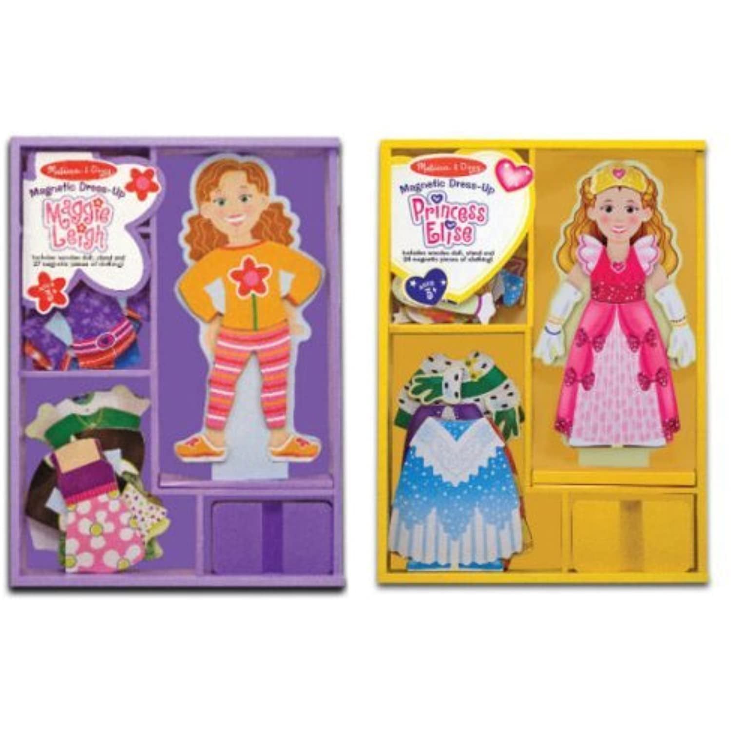 2 Sets Melissa & Doug MAGNETIC DRESS UP ¬ Maggie Leigh & African American  Girl