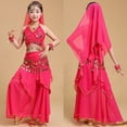 thumbnail image 2 of DGMIOCS Girls Belly Dance Costume 2 Piece Set Sparkling Top Skirt Outfit for Stage Performance Party Halloween Carnival Hot Pink 2-4years, 2 of 5