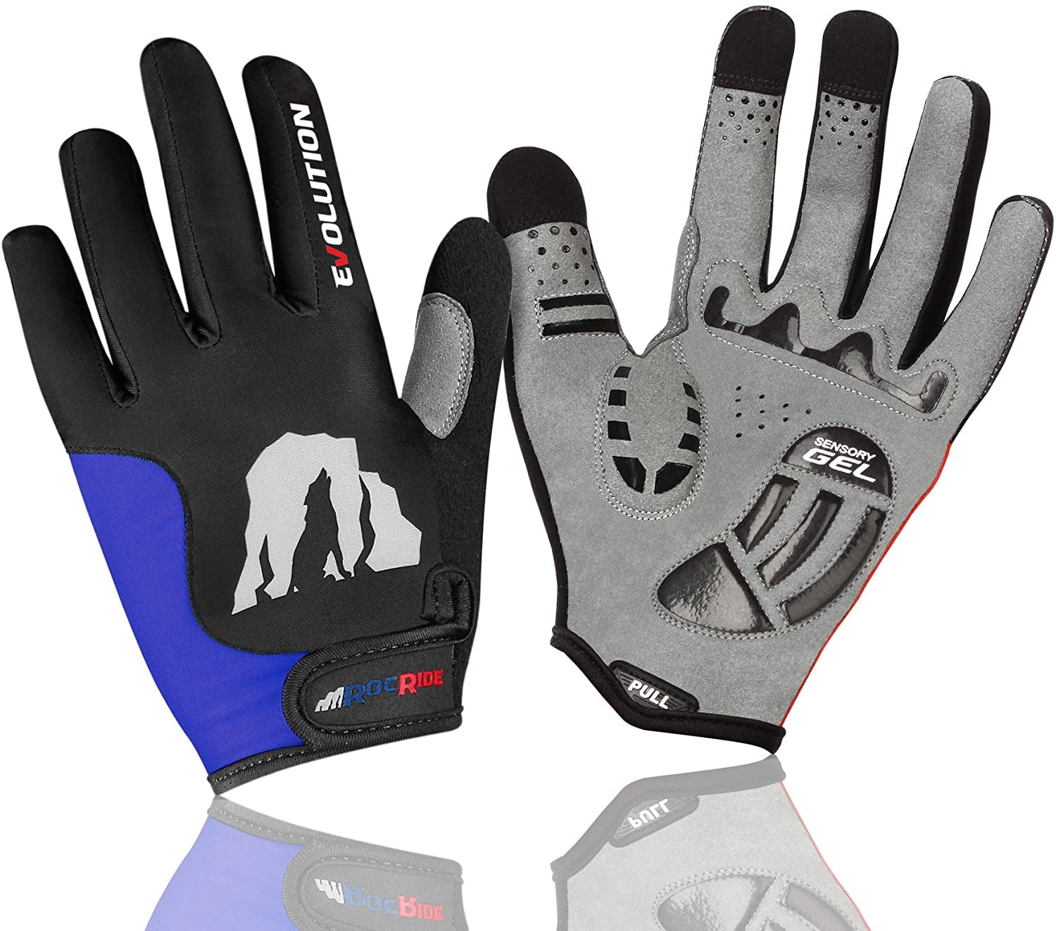 RocRide Mens Cycling Gloves Gel Padded Full Finger Mountain, Road, BMX
