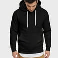 thumbnail image 2 of Mens Sweatshirt Plain Hoodie Men's Casual Hoodies Sweatshirts Fashion Long Sleeve Drawstring Fleece Pullover Hoodie with Pockets, 2 of 9