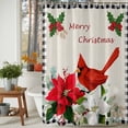 thumbnail image 4 of Christmas Shower Curtain, Xmas Poinsettia Botanical Black Plaid Waterproof Fabric Shower Curtains with 12 Hooks, Bathroom Curtain Set for Bathroom Accessories Decor, 60 x 72 Inches, 4 of 9
