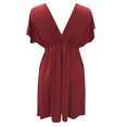thumbnail image 6 of TIHLMK Red Dress Women Fashion Solid Color Sleeveless Deep V-neck Elastic Waist Dress Plus Size, 6 of 7