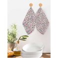 thumbnail image 2 of Vintage Pink Flower Kitchen Dish Towels for Drying Dishes Set of 2, Spring Floral Leaves Pastoral Birds Plants Waffle Weave Microfiber Hand Tea Bathroom Towels Quick Dry & Absorbent Towel 12x12, 2 of 7
